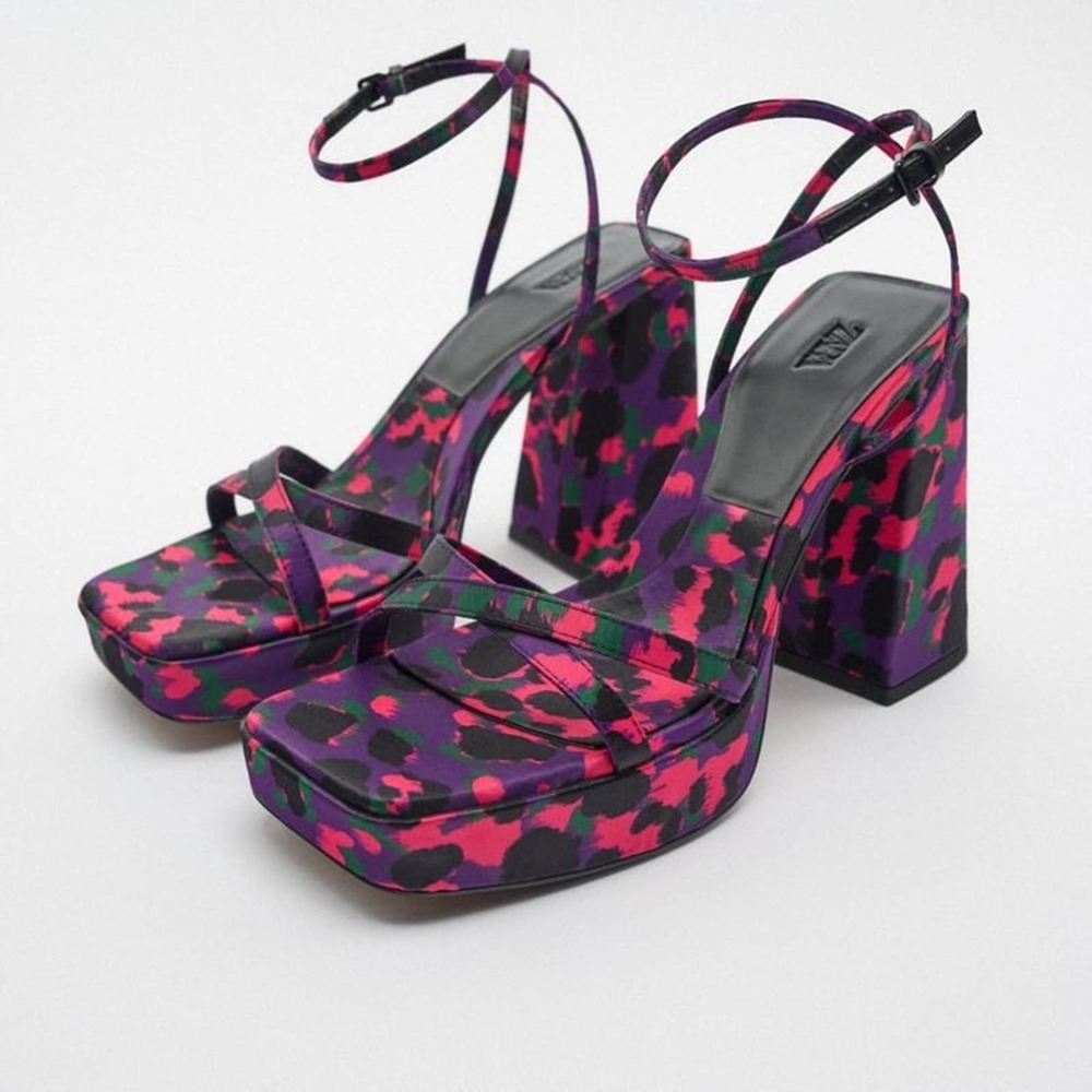Zara Rinted Platform Sandals Multi-Color - image 4